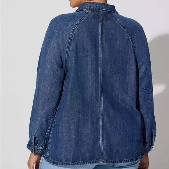 Torrid Tencel Chore Jacket 2X 19712966 Denim Jacket Jean Jacket - Picture 2 of 15